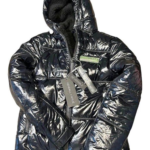 Kendall Kylie Black REVERSIBLE Puffer Coat Jacket - Women's Size M NEW - Picture 2 of 8